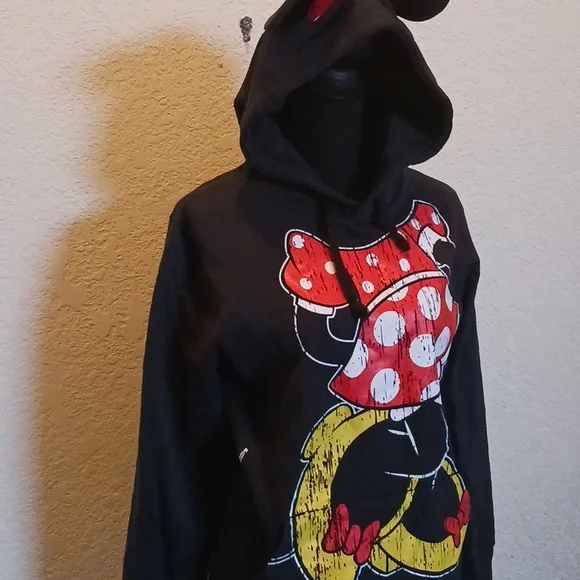 Disney Parks Minnie Mouse Hoodie With Ears Size Medium - Picture 5 of 9